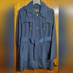 London Fog Dark Teal Coat with Hood Size Large